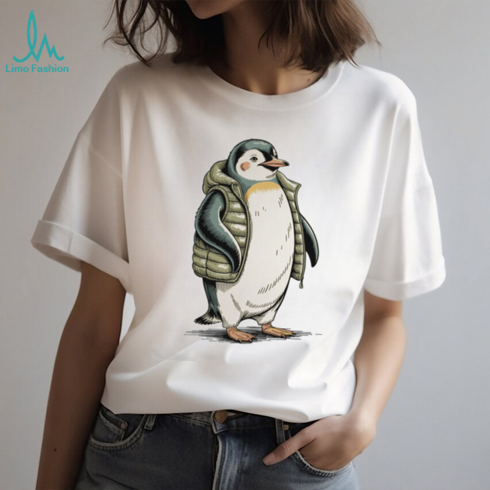 Adorable Baby Penguin Wearing Green Puffer Vest T Shirt Adorable Baby Penguin Wearing Green Puffer Vest T Shirt
