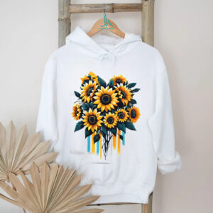Artistic Watercolor Sunflower Bouquet Yellow & Teal Floral T Shirt