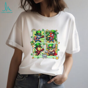 Avengers Superheroes St. Patrick's Day Chibi Polaroid Design T Shirt