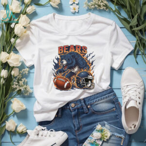 Bears Football Fire Graphic Helmet & Ball Shirt