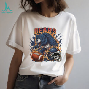 Bears Football Fire Graphic Helmet & Ball Shirt