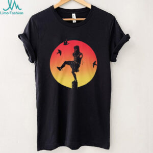 Black Knight Karate Kid Crane Kick Silhouette Sunset T Shirt