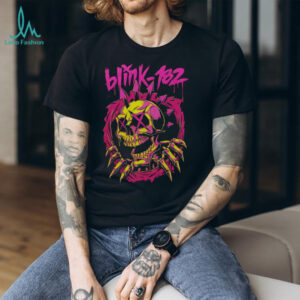 Blink 182 Punk Rock Skull Neon Pink & Yellow Graphic T Shirt