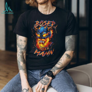 Böser Alter Mann Skull T Shirt Flaming Demon Biker Graphic Tee
