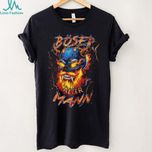 Böser Alter Mann Skull T Shirt Flaming Demon Biker Graphic Tee