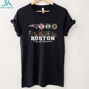 Boston City of Champions Skyline Sports Teams Logo T Shirt