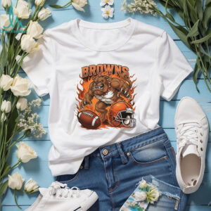 Browns Bulldogs Football Fire Mascot Graphic Tee