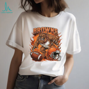 Browns Bulldogs Football Fire Mascot Graphic Tee