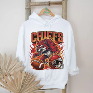 Chiefs Red Wolf Football Mascot Shirt Fiery Action Design