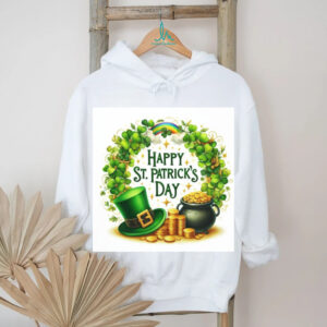 Classic St. Patrick's Day Wreath with Pot of Gold and Rainbow T Shirt