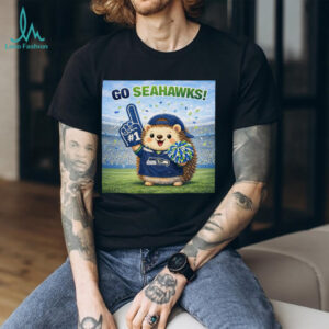Cute Hedgehog Seattle Football Fan “Go Seahawks” Cartoon T Shirt