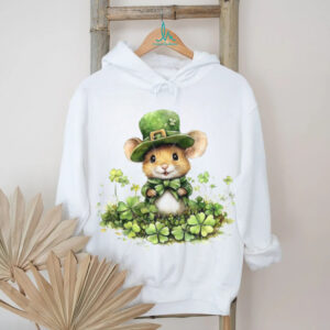 Cute Watercolor Field Mouse in Leprechaun T Shirt and Bowtie