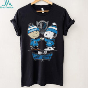 Dallas Mavericks Charlie Brown and Snoopy Fist Bump NBA Shirt