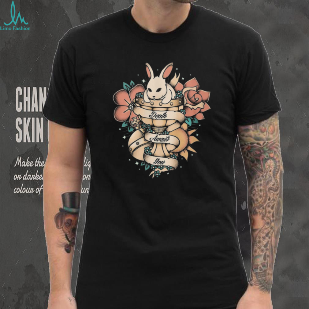 Death Awaits You Gothic Killer Bunny Tattoo Style T Shirt Death Awaits You Gothic Killer Bunny Tattoo Style T Shirt