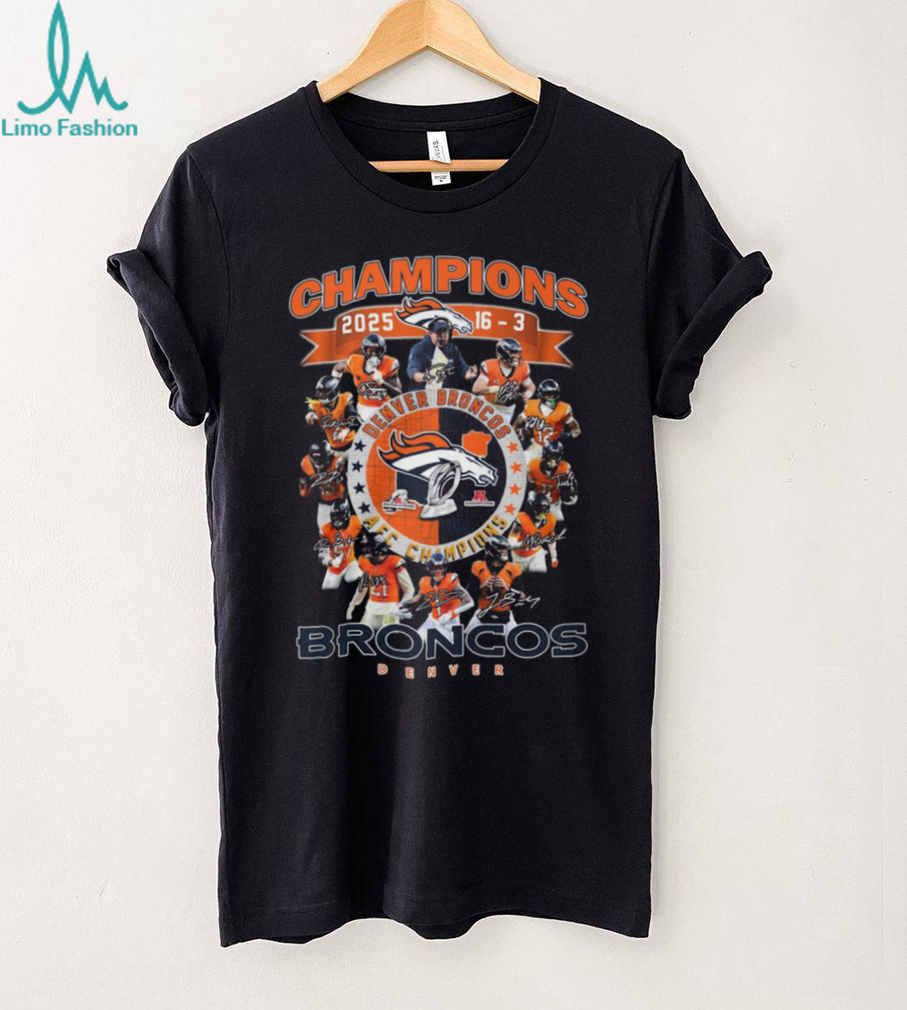 Denver Broncos 2025 AFC Champions Signature Team Graphic T Shirt Denver Broncos 2025 AFC Champions Signature Team Graphic T Shirt