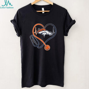Denver Broncos Heartbeat Stethoscope Nursing & Medical Fan T Shirt