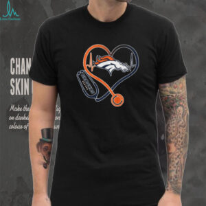 Denver Broncos Heartbeat Stethoscope Nursing & Medical Fan T Shirt