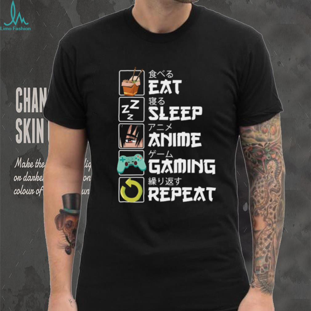 Eat Sleep Anime Gaming Repeat Japanese Text Otaku T Shirt Eat Sleep Anime Gaming Repeat Japanese Text Otaku T Shirt
