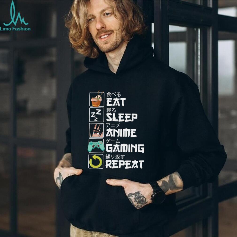 Eat Sleep Anime Gaming Repeat Japanese Text Otaku T Shirt Eat Sleep Anime Gaming Repeat Japanese Text Otaku T Shirt