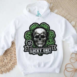 Edgy Lucky One Skull and Clover St. Patrick's Day Graphic T Shirt
