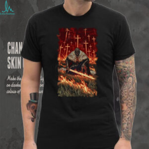 Elden Ring Inspired Knight in Flame Grave of Swords Dark Fantasy T Shirt