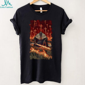 Elden Ring Inspired Knight in Flame Grave of Swords Dark Fantasy T Shirt