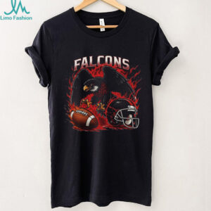 Falcons Football Fire Graphic Black T Shirt