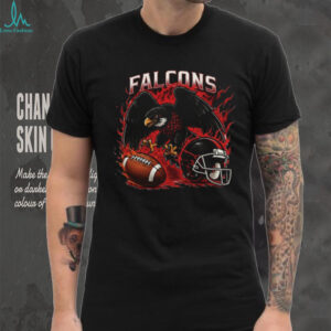 Falcons Football Fire Graphic Black T Shirt