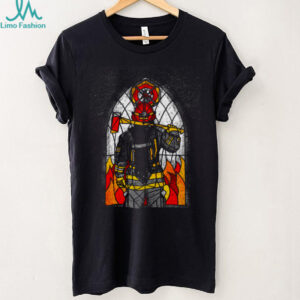Firefighter Stained Glass Hero Axe & Fire T Shirt