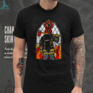 Firefighter Stained Glass Hero Axe & Fire T Shirt