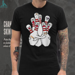 Funny Injured Bowling Pins Cartoon Graphic T Shirt Bowling Humor
