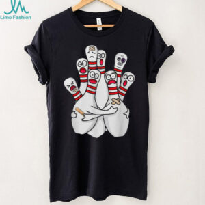 Funny Injured Bowling Pins Cartoon Graphic T Shirt Bowling Humor