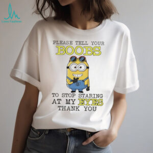 Funny Minion “Stop Staring At My Eyes” Humorous Quote T Shirt