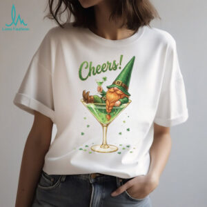 Funny St. Patrick's Day Gnome in Martini Glass “Cheers” T Shirt