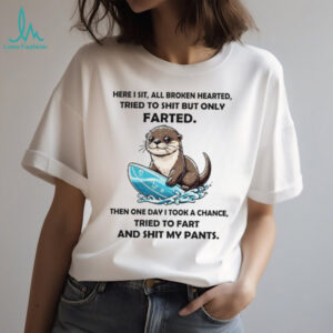 Funny Surfing Otter “Tried to Fart” Bathroom Humor T Shirt