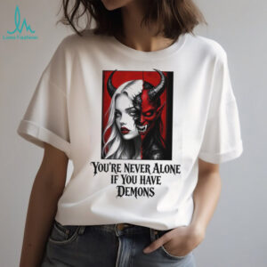Gothic Split Face Demon Girl Never Alone Horror Shirt