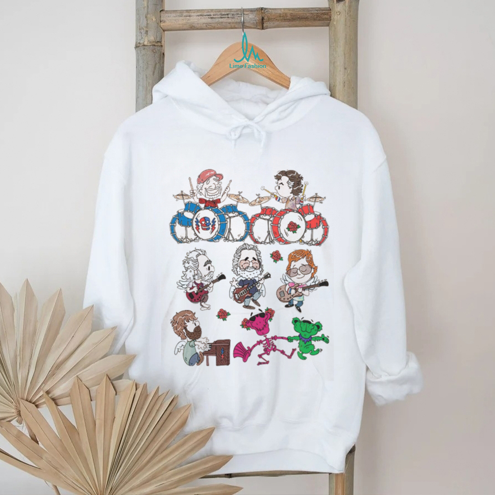 Grateful Dead Cartoon Band Members and Dancing Bears Graphic T Shirt Grateful Dead Cartoon Band Members and Dancing Bears Graphic T Shirt