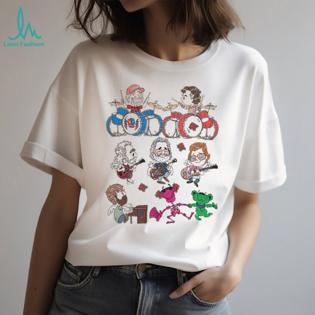 Grateful Dead Cartoon Band Members and Dancing Bears Graphic T Shirt Grateful Dead Cartoon Band Members and Dancing Bears Graphic T Shirt