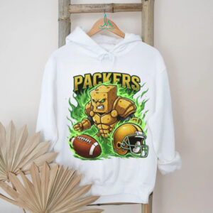 Green Bay Packers Cheese Head Muscle Mascot Fire T Shirt