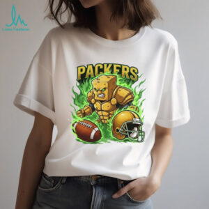 Green Bay Packers Cheese Head Muscle Mascot Fire T Shirt