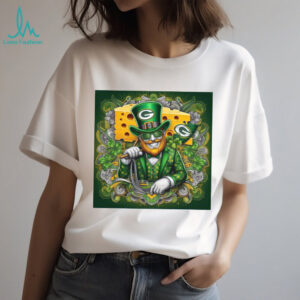 Green Bay Packers Style Leprechaun with Cheesehead St. Patrick's Day Tee