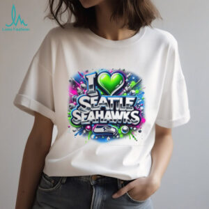 I Love Seattle Seahawks Airbrush Graffiti Style NFL Fan T Shirt