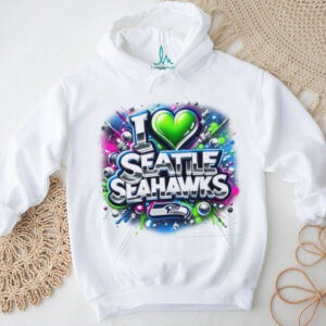 I Love Seattle Seahawks Airbrush Graffiti Style NFL Fan T Shirt