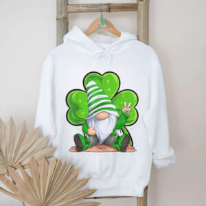 Peaceful Garden Gnome with Shamrock and Peace Sign Design T Shirt