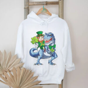 Leprechaun Riding Blue T Rex Dinosaur Funny Irish T Shirt