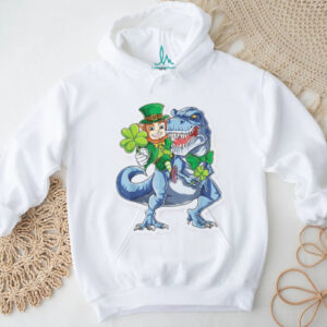 Leprechaun Riding Blue T Rex Dinosaur Funny Irish T Shirt