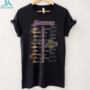 Los Angeles Lakers All Time Greats Roster Signatures Graphic T Shirt