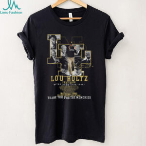 Lou Holtz Notre Dame Fighting Irish 1986 1996 Tribute Memorial T Shirt