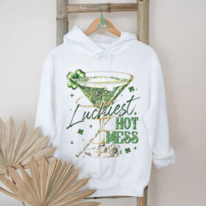 Luckiest Hot Mess Glitter Martini Cocktail St. Patrick's Day Shirt