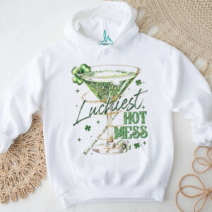 Luckiest Hot Mess Glitter Martini Cocktail St. Patrick's Day Shirt